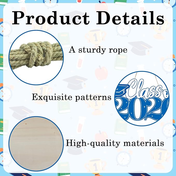 2026 Graduation Signs Decorations, 7 Pcs Class for 2026 Wooden Sign Graduation Party Photo Booth Prop, Wood Cutout High School College Graduation Ceremony Decor Supplies (Blue & White)