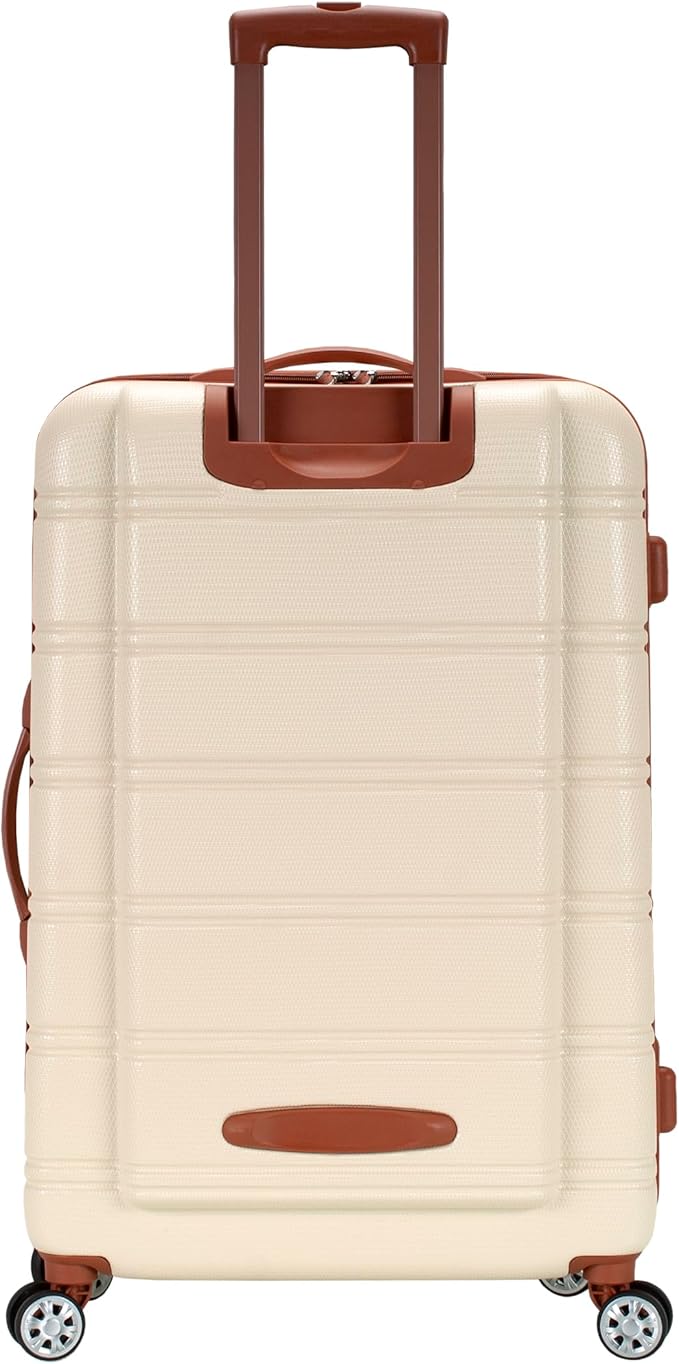 Rockland Melbourne Hardside Expandable Spinner Wheel Luggage, Checked Large 28", White