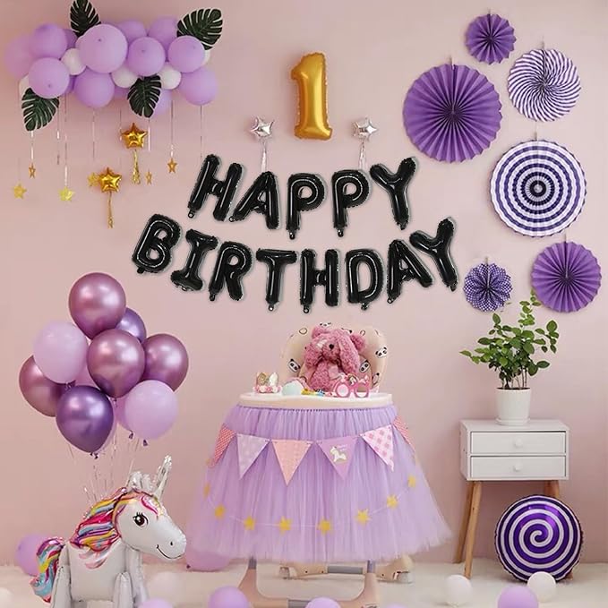 75pcs 16" Happy Birthday Balloon Banner, Black Balloons Letters, Personalized Mylar Foil Birthday Decorations includes 2 Sets A- Z, 1 set Number 0-9 "HAPPY BIRTHDAY" letters