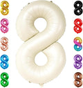 KatchOn, Giant Cream White Number 8 Balloon - 40 Inch | 8th Birthday Decorations for Party | Birthday Balloons 8 Year Old | Eight Balloons Number for 8th Anniversary Party Supplies