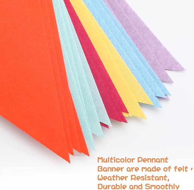 Outus 6 Pack 72 Flags/8.2 ft Rainbow Pennant Banner, Multicolor Bunting String Triangle Flags Garland for Birthday Party Classroom Carnival Baby Shower Indoor Outdoor Decorations(Vivid Colors)