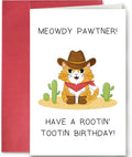 SuperShunhu Cowboy Cat Birthday Card, Funny Cat Birthday Card for Men Woman, Happy Birthday Card for Cat Lover, Cute Birthday Card for Boys Girls