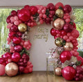 Burgundy Pink Balloon Arch Double Stuffed Maroon Gold Balloons Dark Red Pink Gold Balloon Garland Kit for Valentine Birthday Bridal Shower Wedding Party Decoration