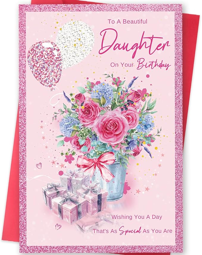 Daughter Birthday Card from Mom, Happy Birthday Card for Daughter, Cute Birthday Gifts for Girls Her