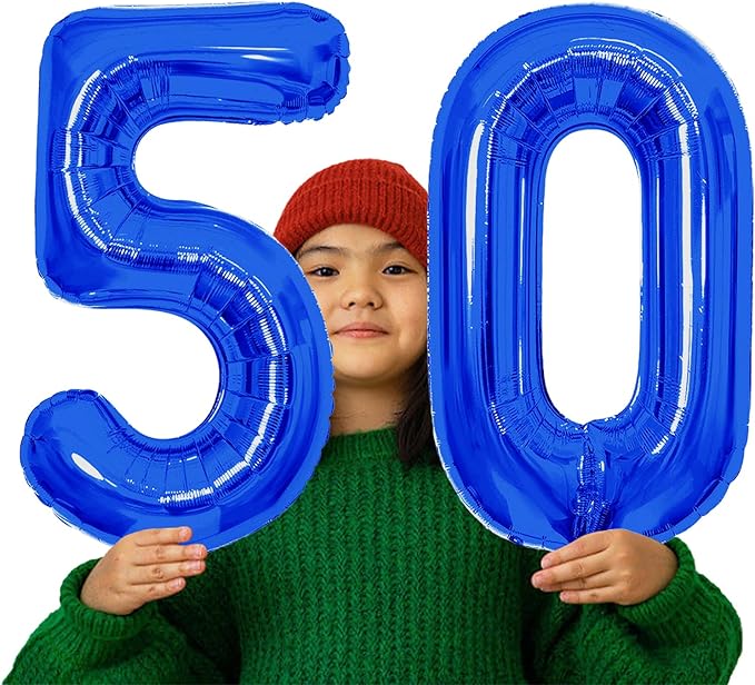 Number Balloons Navy Blue Balloons - Giant Number 50 Balloon, Blue 50th Number Balloon Birthday Decorations for Him