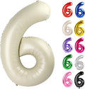 Cream Number 6 Balloon 40 Inch, 6 Balloon Number, 6th Birthday Decorations, Cream Party Supplies for Boys Girls