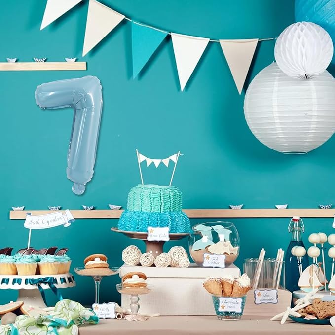 TONIFUL Balloons 16 Inch Light Blue 0-9 Number Mylar Foil Balloons 10 Pcs Custom digitalal Balloons for 2026 New Year Eve Birthday Party Engagement Graduations Anniversary Baby Shower