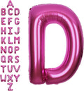 SUWEN 40 Inch Hot Pink Large D Letter Balloons Big Foil Helium Letter Balloons A-Z Jumbo Mylar Happy Birthday Party Decorations for Woman Anniversary Party Supplies