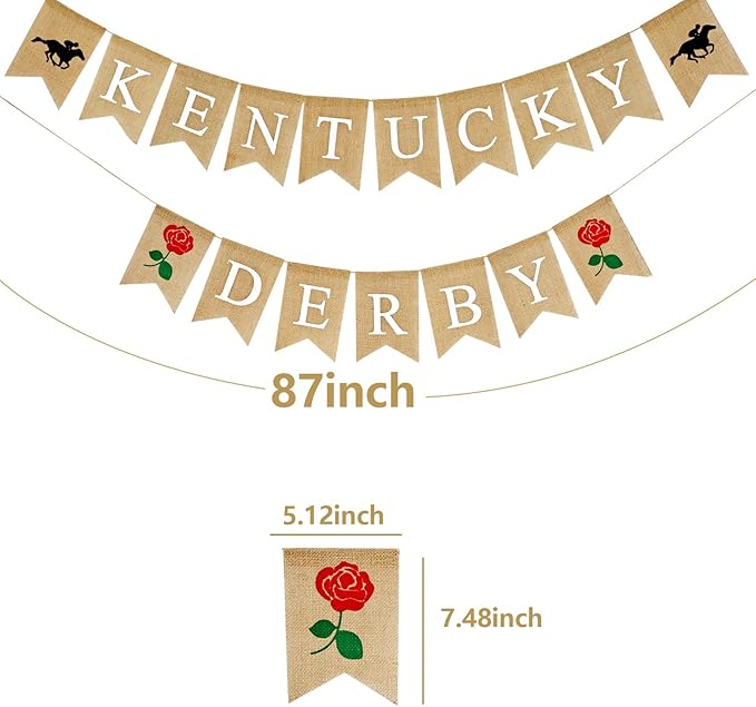 Kentucky Derby Burlap Banner Horse Race with Rose Kentucky Derby Party Decorations Photo Booth Backdrop