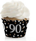 Big Dot of Happiness Adult 90th Birthday - Gold Party Decorations Cupcake Wrappers Set 12