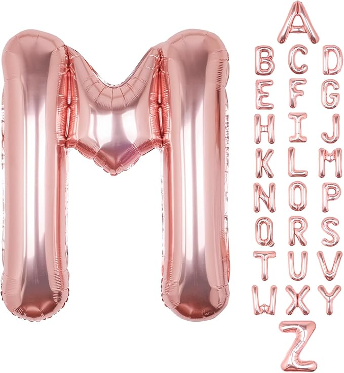 Letter Balloons 40Inch Large Giant big Foil Mylar Rose Gold Balloons M for Birthday Party Decorations