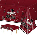 2 Pack Graduation Tablecloth - Congrats Grad Table Cloths, Plastic Disposable Rectangle Maroon Class of 2026 Table Cover for Graduation Tables Decorations Party Decor Supplies Favors,108 x 54 Inch