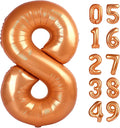 Orange 8 Balloon, Number Balloon 40 Inch, Orange Birthday Decorations, 8 18 28 38 80 Birthday Balloons, 8th Party Supplies, Number 8 Balloon