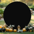 Gallety 7.2FT Black Round Backdrop Cover with Size Adjuster & 4 Metal Clips, Universal Fit for 5ft-7.2ft Circle Stand, Polyester Fabric Arch Cover for Wedding, Birthday Party, Videos, Graduation Decor