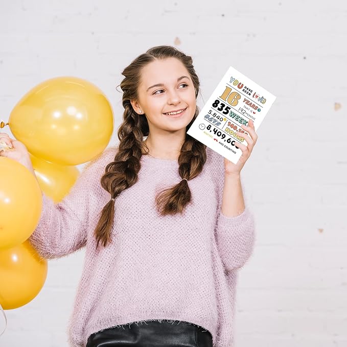Sweet 16th Birthday Card for Girl Boy, Cute 16 Years Old Birthday Card for Son Daughter Friend, Ideal Birthday Card Gift for Sixteen, Happy 16th Birthday Card