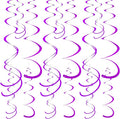 Colorful Ceiling Swirl Foil Decorations Hanging Plastic Streamer Themed Swirl Party Decoration for Halloween Celebration, Pack of 28 (Purple)