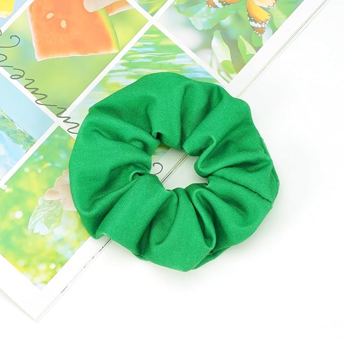 St.Patrick's Day Hair Ties for Woman Girls Green Striped Plaid Shamrock Hair Scrunchies Elastic Irish Lucky Leaf Hair Tie St.Patricks Party Supplies Hair Accessories