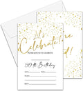 50th Birthday Invitations Cards, 4"x 6" White and Gold Confetti Birthday Party Invites with Envelopes for Party Decorations Supplies(20 Pieces) -D13