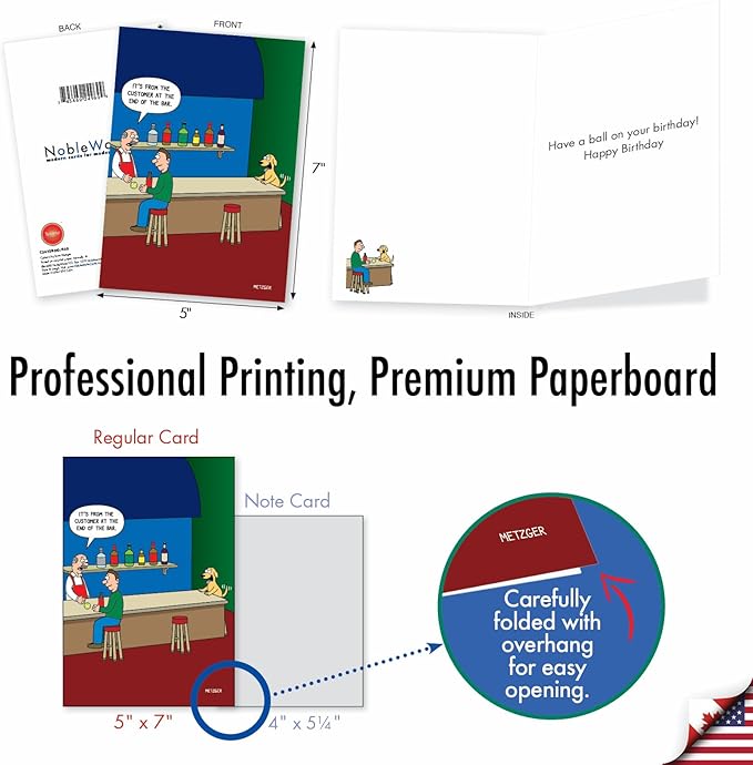 NobleWorks - 1 Funny Animal Card for Birthdays - Pet Cat and Dog Humor, Birthday Notecard with Envelope - Dog Customer C3672BDG
