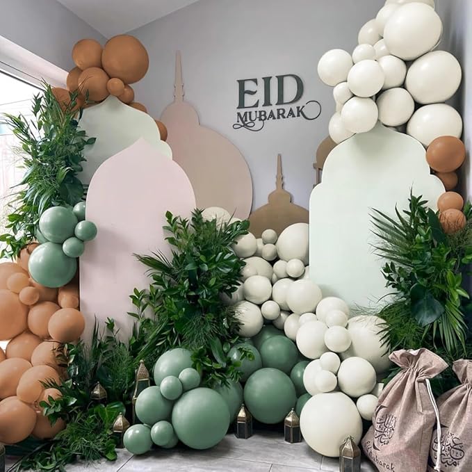 Green White Brown Balloon Garland Arch Kit, 160Pcs Sage Green White Sand Tan Brown Balloons for Birthday Bridal Baby Shower Gender Reveal Wedding Party Decorations