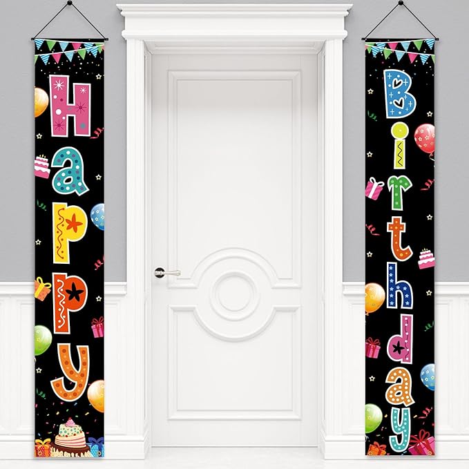 Birthday Decorations Banner, Happy Birthday Door Sign for Men Women Boys Girls Ideal Birthday Decorations Party Supplies Outdoor Indoor 72 x 12 Inch