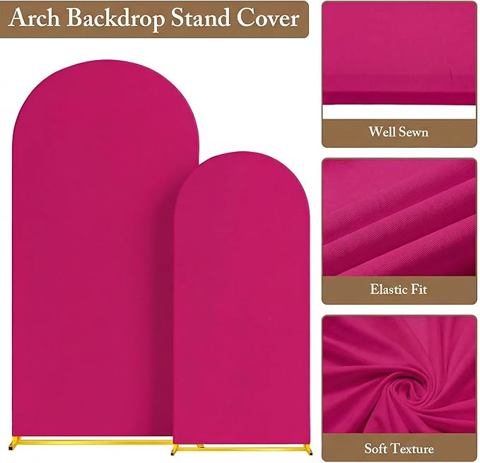 Metal Arch Backdrop Stand and Cover Set, 7.2FT, 6FT Party Backdrop, Easy to Assemble, Backdrop Stand for Parties, Birthday, Baby Shower
