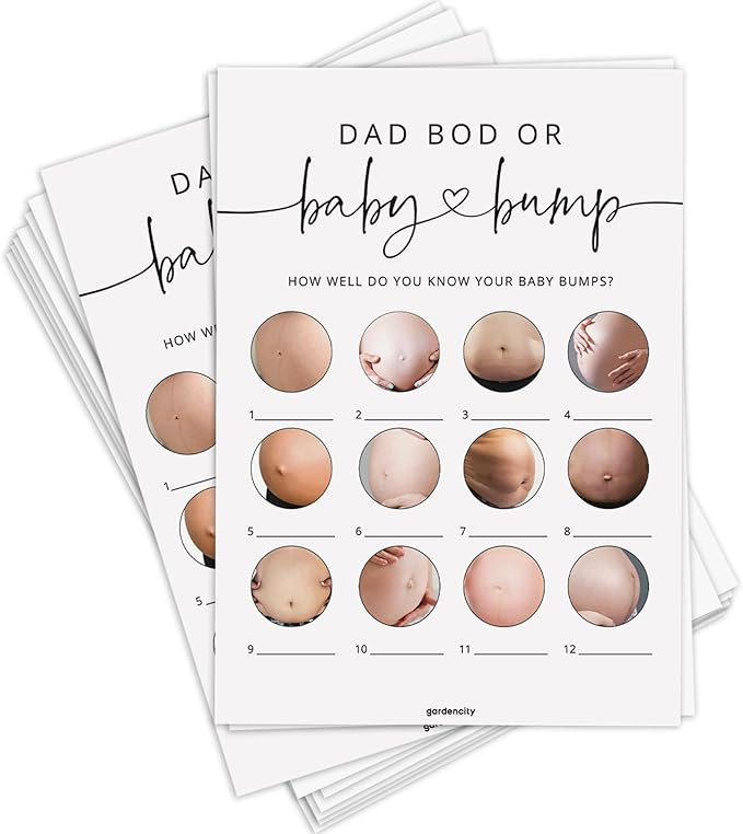 Baby Shower Games, Baby Bump or Dad Bod Hilarious Baby Shower Game for Boy or Girl, Gender Neutral, 50 Cards