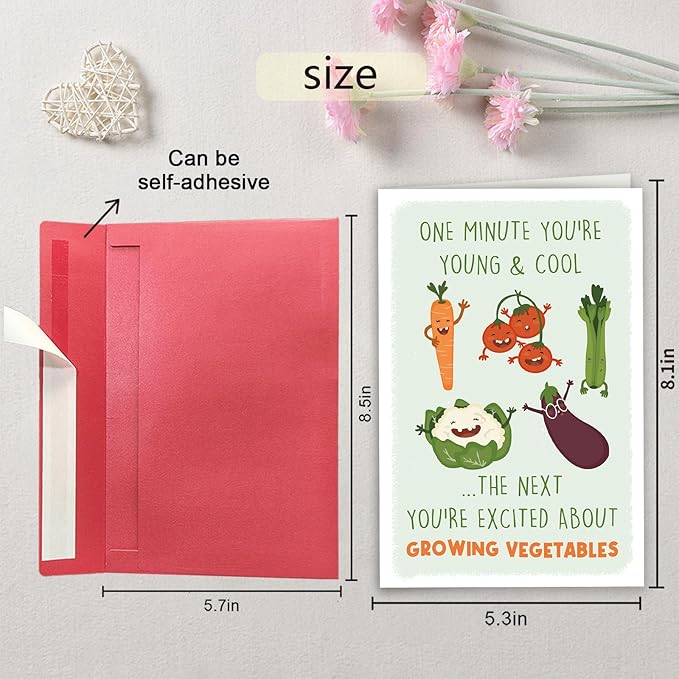 Funny Gardener Birthday Card for Woman Man, Humorous Birthday Card for Family Friend, Witty Retirement Gift for Gardening Lover, Grow Your Own Vegetables