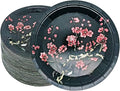 50Pcs Chinese New Year Party Supplies Chinese Japanese Cherry Paper Plates 7"Cherry Blossom Dessert Plates Flowers Plates for Birthday Wedding Chinese New Year Spring Festival Decorations (Black)