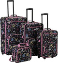 Rockland Fashion Softside Upright Luggage Set, Telescoping Handles, Peace, 4-Piece (14/19/24/28)