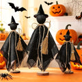 Halloween Decorations Indoor - 3 Set Primitive Halloween Wtich with Hat, Wooden Stand Witch Decor for Table Centerpieces, Mantels, Shelves, Vintage Spooky & Festive Party Decor