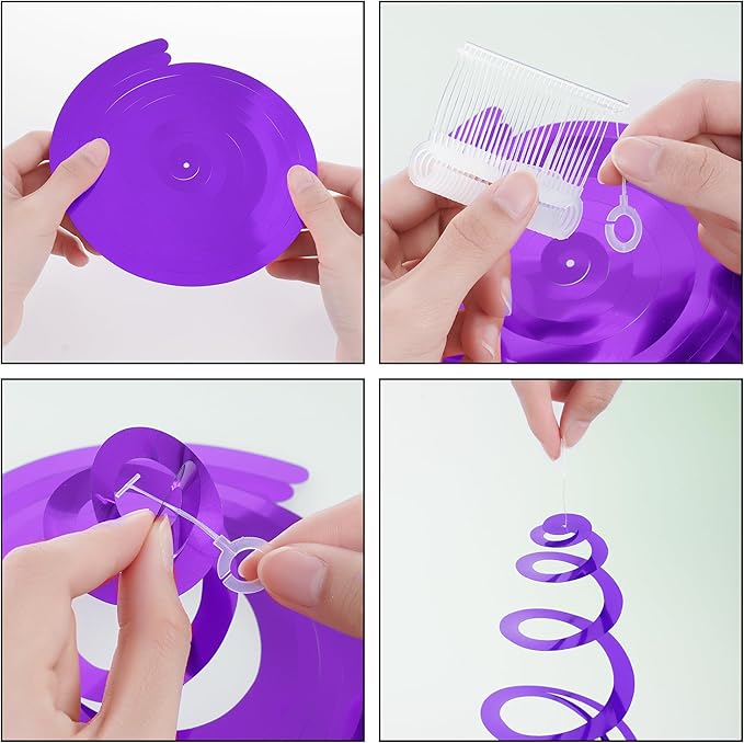 Colorful Ceiling Swirl Foil Decorations Hanging Plastic Streamer Themed Swirl Party Decoration for Halloween Celebration, Pack of 28 (Purple)