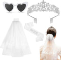 JATEBI 4Pcs Gifts for Bride To Be - Bride Sunglasses Sash&Veil Crown, Bridal Shower Gifts Bachelorette Party Decorations