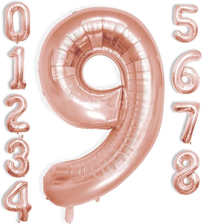 40 Inch Large Rose Gold Number Celebration and Decoration Balloon for Birthday Parties, Graduations, Anniversaries, Weddings, Photo Shoots, Special Events (Rose Gold Number 9)