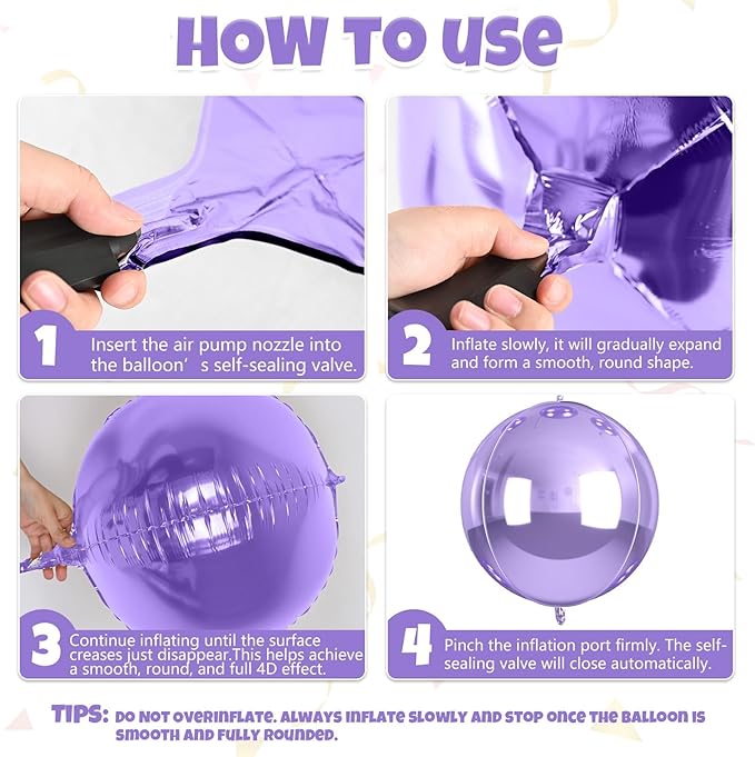 12Pcs Light Purple Round Balloons Foil, 22" 18" 15" 10" 4D Sphere Ball Balloon, Big Metallic Purple Foil Balloons for Wedding Anniversary Graduations Birthday Party Bridal Shower Decorations Supplies