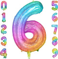 Rainbow Number 6 Balloon, 40 Inch Large Number Foil Mylar Balloons for 6th Girl Boy Birthday Party Celebration Decorations Supplies, Digital Balloons for Wedding Anniversary Events Decora