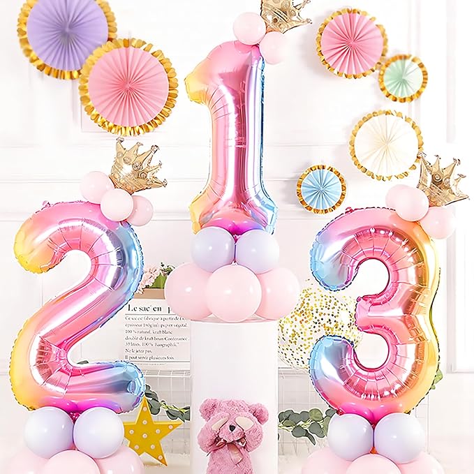 Rainbow Number Balloons Birthday Balloons - Giant Number 2 Balloon 40 inch, Numbers Balloon Birthday Decorations, Rainbow Party Supplies for Baby Shower