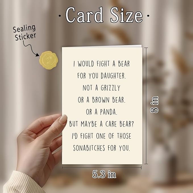 Funny Birthday Card for Daughter, Cute Daughters Bday Card from Dad Mom, Gifts for Daughter Adult