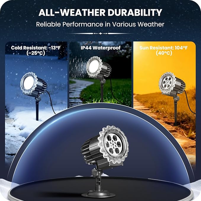 Christmas Projector Lights Outdoor, Waterproof & Adjustable LED Christmas Snowflake Projector Lights Outdoor Indoor, 9W Brightness for Christmas Home Birthday Party Garden Decoration B02PL05