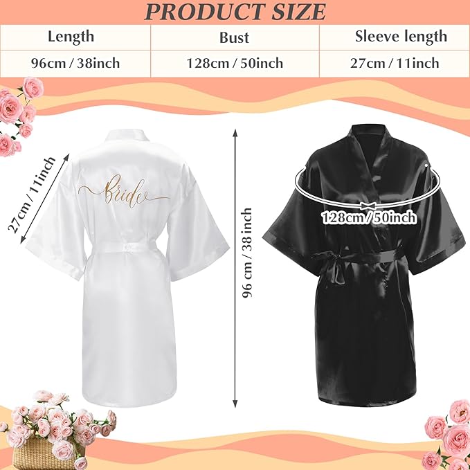 Panitay 42 Pcs Bridal Robes Sets Bride Robes Bridesmaids Proposal Gift Heart Sunglasses Champagne Flutes for Wedding Party