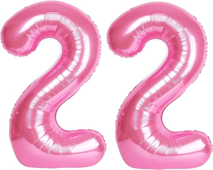 40 Inch Big Pink Number 22 Balloon Birthday Decoration, Numbers 22 Helium Balloons 22 Celebration, Boy Girl Baby Anniversary Party Graduations Supplies Decorations