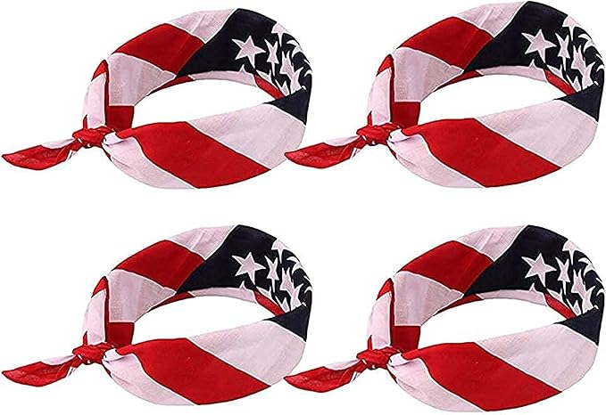 Red White and Blue American Flag Bandana Headband USA for Men and Women - Neck and Face Scarf Head Wrap