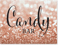 Andaz Press Wedding Party Signs, Glitzy Rose Gold Glitter, 8.5x11-inch, Candy Bar Reception Dessert Table Sign, 1-Pack, Bokeh Colored Party Supplies