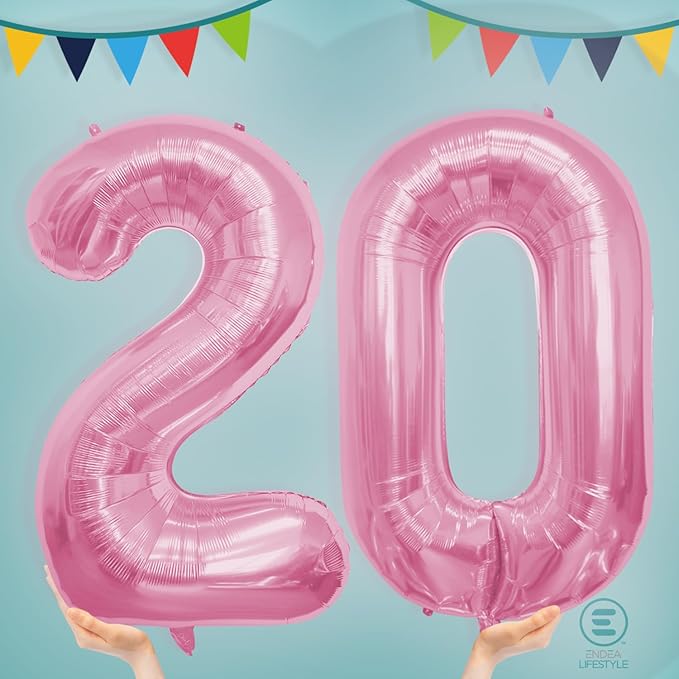 40 Inch Large Pink Number Celebration and Decoration Balloon for Birthday Parties, Graduations, Anniversaries, Weddings, Photo Shoots, Special Events - Helium Foil Mylar (Pink Number 20)