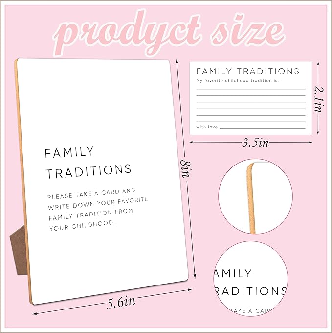 Family Traditions Baby Shower Games,Baby Shower Decorations,Baby Shower Signs,Gender Reveal Decorations,Baby Shower Bingo,1 Wooden Play Sign with Stand and 50 Party Cards Set