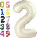 40 Inch Birthday Balloons, Cream Number Balloons for Birthday Party Decoration, Foil Number 2 Ballon for 2, 12, 20, 22, 2026 Celebration, Graduation, Birthdays, Baby Shower, Anniversary Decor