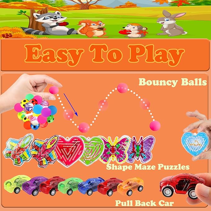 YOAUSHY 124 Pcs Party Favors for Kids 4-8, Prizes Box Toys for Kids Classroom, Treasure Box Toys for Classroom, Treasure Chest, Pinata Fillers Goodie Bag Stuffers, Valentines Day Gifts