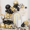 Black Gold Silver Balloons Garland Arch Kit 144pcs Different Sizes New Year Decorations for New Year Birthday Wedding Retirement Baby Shower Graduation Decorations
