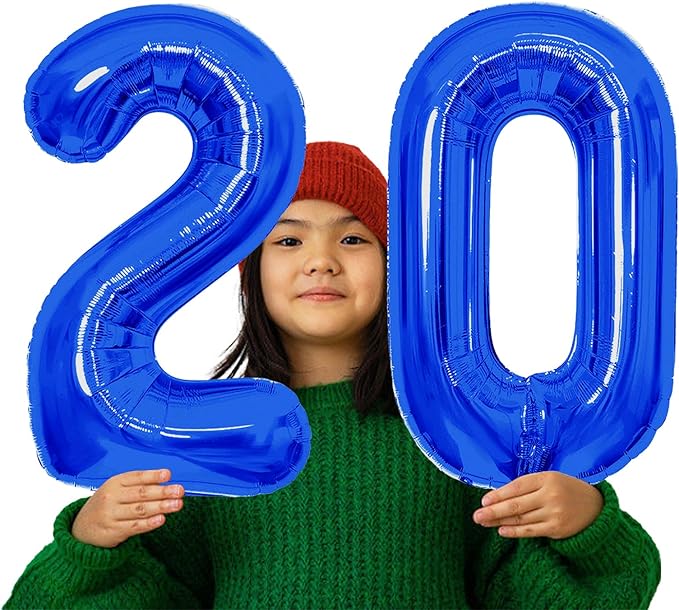 Number Balloons Navy Blue Balloons - Giant Number 20 Balloon, Blue 20th Number Balloon Birthday Decorations for Boys