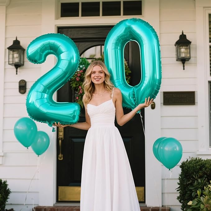 40 Inch Teal Blue Balloon Number 0 Balloons,Jumbo Mylar Foil Helium Balloon for 10 20 30 40 50 60 70 80 90 100 2025 Birthday Digital Balloons for Birthday Party,Wedding Anniversary Party Decorations